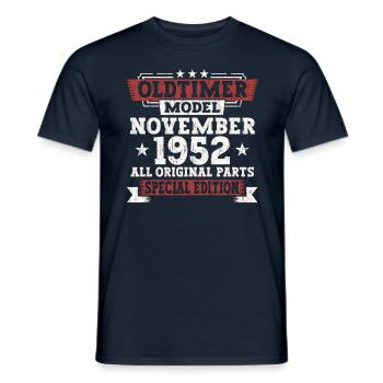 Oldtimer Novembre 1952 Cadeau du 70e anniversaire - T-shirt homme - marine - Devant - AI Model Male 178 light (178cm)