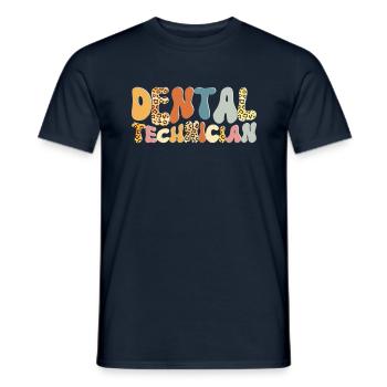 Zahntechniker in coolen Retro Farben und Leopard - Männer T-Shirt - Navy - Vorne - AI Model Male 178 light (178cm)