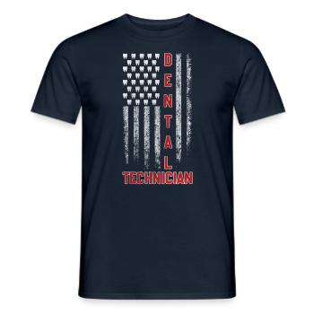 Amerika Fahne Zahntechniker und Zähne als Sterne - Männer T-Shirt - Navy - Vorne - AI Model Male 178 light (178cm)