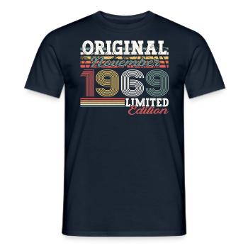Original November 1969 53rd Birthday Gift - Men's T-Shirt - navy - Front - AI Model Male 178 light (178cm)