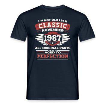 Classique Novembre 1987 - Cadeau de 35e anniversaire - T-shirt homme - marine - Devant - AI Model Male 178 light (178cm)