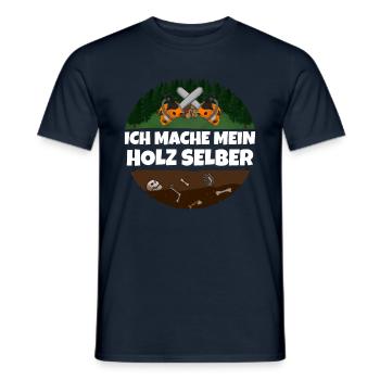 Ich mache mein Holz selber Kettensäge überkreuzt - Männer T-Shirt - Navy - Vorne - AI Model Male 178 light (178cm)