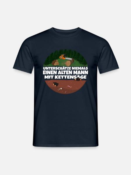 Kettensäge Alter Mann mit Säge - Männer T-Shirt - Navy
