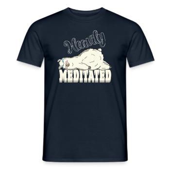 Peaceful But Heavily Meditated Yoga Alpaca Lazy - Männer T-Shirt - Navy - Vorne - AI Model Male 178 light (178cm)