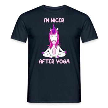 Magical I am Nicer After Yoga Unicorn Mystic - Männer T-Shirt - Navy - Vorne - AI Model Male 178 light (178cm)