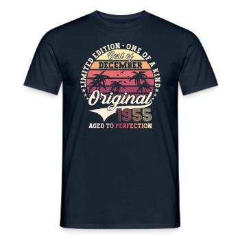 Cadeau original du 67e anniversaire de décembre 1955 - T-shirt homme - marine - Devant - AI Model Male 178 light (178cm)