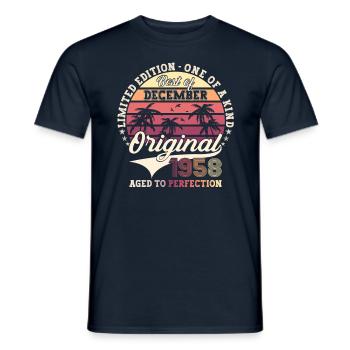 Cadeau original du 64e anniversaire de décembre 1958 - T-shirt homme - marine - Devant - AI Model Male 178 light (178cm)