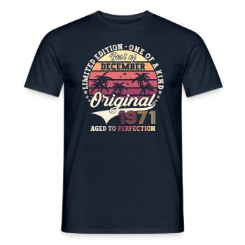 Original December 1971 51st Birthday Gift - Men's T-Shirt - navy - Front - AI Model Male 178 light (178cm)