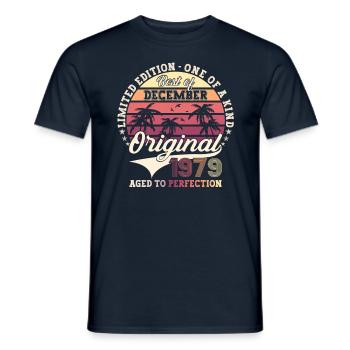 Cadeau original du 43e anniversaire de décembre 1979 - T-shirt homme - marine - Devant - AI Model Male 178 light (178cm)