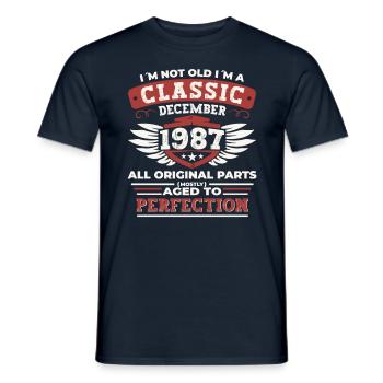 Classique Décembre 1987 - Cadeau de 35e anniversaire - T-shirt homme - marine - Devant - AI Model Male 178 light (178cm)