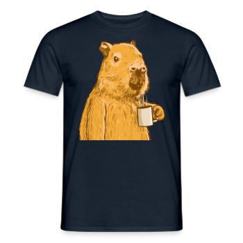 Café Capybara - T-shirt homme - marine - Devant - AI Model Male 178 light (178cm)