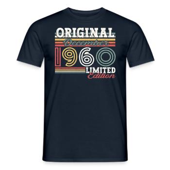 Né en décembre 1960 cadeau de 62e anniversaire - T-shirt homme - marine - Devant - AI Model Male 178 light (178cm)