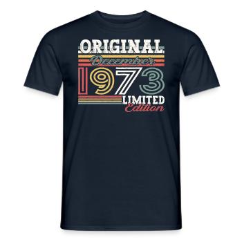 December Born 1973 49th birthday gift - Men's T-Shirt - navy - Front - AI Model Male 178 light (178cm)