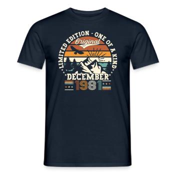 December Born 1981 41st birthday gift - Men's T-Shirt - navy - Front - AI Model Male 178 light (178cm)