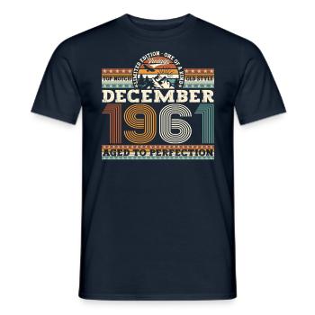 Born December 1961 61st birthday gift - Men's T-Shirt - navy - Front - AI Model Male 178 light (178cm)