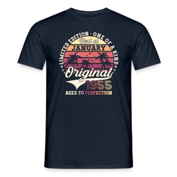 Né en 1955 janvier 68e anniversaire cadeau homme - T-shirt homme - marine - Devant - AI Model Male 178 light (178cm)