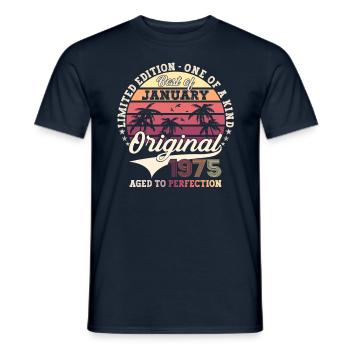 Né 1975 Janvier 48ème anniversaire Homme cadeau - T-shirt homme - marine - Devant - AI Model Male 178 light (178cm)