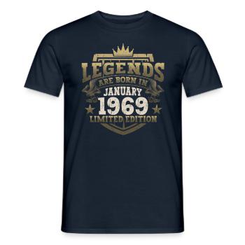 Né en 1969 Janvier 54e anniversaire Homme cadeau - T-shirt homme - marine - Devant - AI Model Male 178 light (178cm)