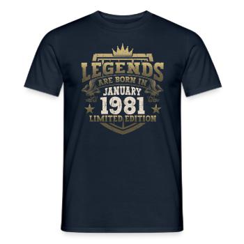 Born 1981 January 42nd birthday Gift man - Men's T-Shirt - navy - Front - AI Model Male 178 light (178cm)