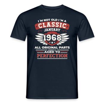 Né en 1968 Janvier 55e anniversaire Homme cadeau - T-shirt homme - marine - Devant - AI Model Male 178 light (178cm)