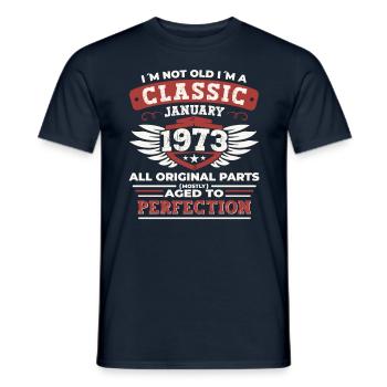 Born 1973 January 50th birthday gift man - Men's T-Shirt - navy - Front - AI Model Male 178 light (178cm)