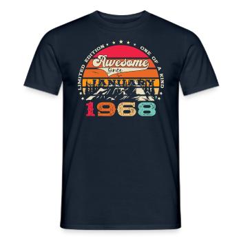 Né en 1968 Janvier 55e anniversaire Homme cadeau - T-shirt homme - marine - Devant - AI Model Male 178 light (178cm)