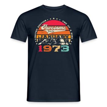 Born 1973 January 50th birthday gift man - Men's T-Shirt - navy - Front - AI Model Male 178 light (178cm)