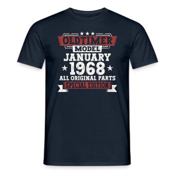 Né en 1968 Janvier 55e anniversaire Homme cadeau - T-shirt homme - marine - Devant - AI Model Male 178 light (178cm)