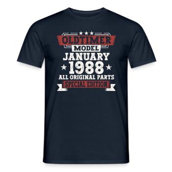 Né 1988 Janvier 35th anniversaire Homme cadeau - T-shirt homme - marine - Devant - AI Model Male 178 light (178cm)