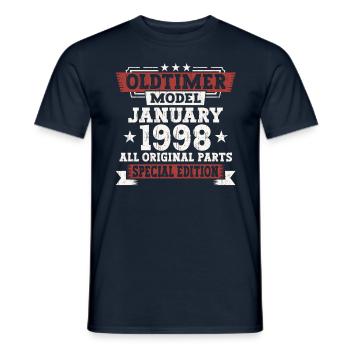 Born 1998 25th birthday Gift man/ woman - Men's T-Shirt - navy - Front - AI Model Male 178 light (178cm)
