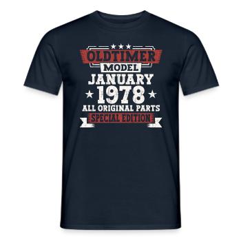Born 1978 January 45th birthday gift man - Men's T-Shirt - navy - Front - AI Model Male 178 light (178cm)