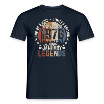 Born 1978 January 45th birthday gift man - Men's T-Shirt - navy - Front - AI Model Male 178 light (178cm)