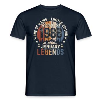 Né 1988 Janvier 35th anniversaire Homme cadeau - T-shirt homme - marine - Devant - AI Model Male 178 light (178cm)