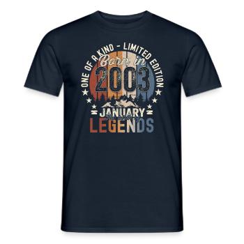 Année 2003 Janvier 20e anniversaire cadeau homme - T-shirt homme - marine - Devant - AI Model Male 178 light (178cm)