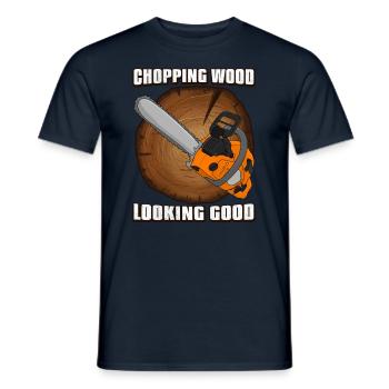 Tronçonneuse Lumberjack pour hommes - T-shirt homme - marine - Devant - AI Model Male 178 light (178cm)