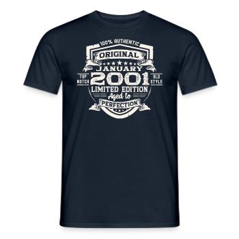 Year 2001 January 22nd birthday Gift man - Men's T-Shirt - navy - Front - AI Model Male 178 light (178cm)