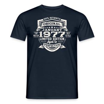 Born 1977 January 46th birthday Gift man - Men's T-Shirt - navy - Front - AI Model Male 178 light (178cm)