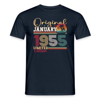 Né en 1955 janvier 68e anniversaire cadeau homme - T-shirt homme - marine - Devant - AI Model Male 178 light (178cm)
