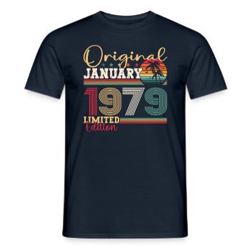 Born 1979 January 44th birthday Gift man - Men's T-Shirt - navy - Front - AI Model Male 178 light (178cm)