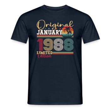 Né 1988 Janvier 35th anniversaire Homme cadeau - T-shirt homme - marine - Devant - AI Model Male 178 light (178cm)