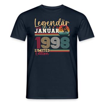 Jahrgang 1998 Januar 25. Geburtstag Geschenk Mann - Männer T-Shirt - Navy - Vorne - AI Model Male 178 light (178cm)