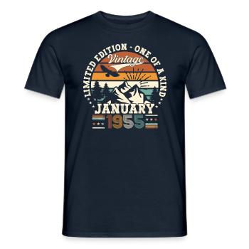 Né en 1955 janvier 68e anniversaire cadeau homme - T-shirt homme - marine - Devant - AI Model Male 178 light (178cm)