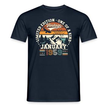 Né en 1959 Janvier 64e anniversaire Homme cadeau - T-shirt homme - marine - Devant - AI Model Male 178 light (178cm)