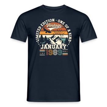 Né 1989 Janvier 34th anniversaire Homme cadeau - T-shirt homme - marine - Devant - AI Model Male 178 light (178cm)