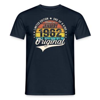 Born 1962 January 61st birthday Gift man - Men's T-Shirt - navy - Front - AI Model Male 178 light (178cm)