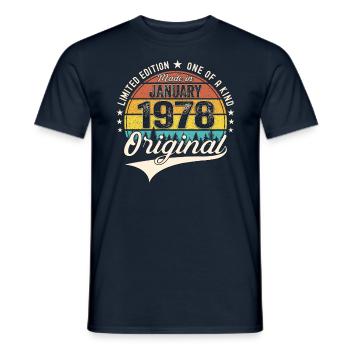 Born 1978 January 45th birthday gift man - Men's T-Shirt - navy - Front - AI Model Male 178 light (178cm)