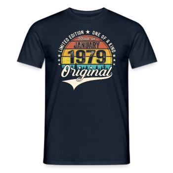 Born 1979 January 44th birthday Gift man - Men's T-Shirt - navy - Front - AI Model Male 178 light (178cm)