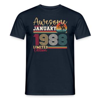 Né 1988 Janvier 35th anniversaire Homme cadeau - T-shirt homme - marine - Devant - AI Model Male 178 light (178cm)