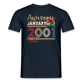 Year 2001 January 22nd birthday Gift man - Men's T-Shirt - navy - Front - AI Model Male 178 light (178cm)