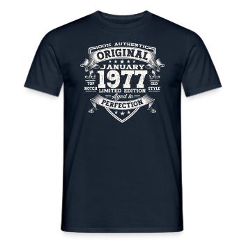 Born 1977 January 46th birthday Gift man - Men's T-Shirt - navy - Front - AI Model Male 178 light (178cm)